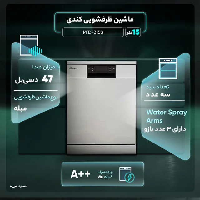 ماشین ظرفشویی 15 نفره کندی مدل PFD-315S 101766023